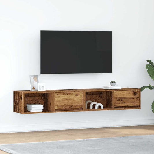 Tv-meubels 2 st 80x31x25,5 cm bewerkt hout oud houtkleurig