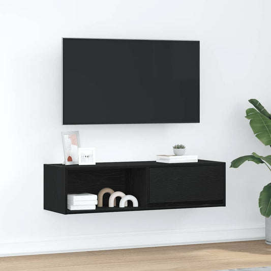 TV-meubel 100x31x25,5 cm spaanplaat zwart eikenkleurig