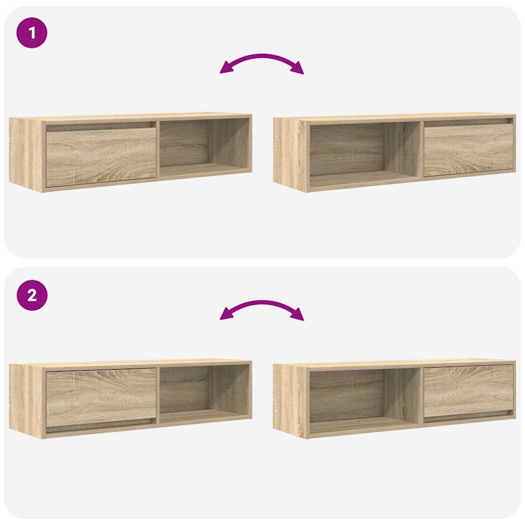 Tv-meubel 100x31x25,5 cm bewerkt hout sonoma eikenkleurig