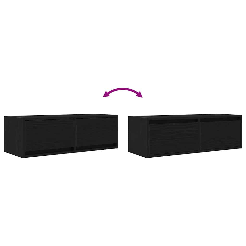 Tv-kasten 2 st 80x31x25,5 cm spaanplaat zwart eikenkleurig