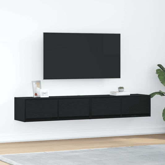 Tv-kasten 2 st 80x31x25,5 cm spaanplaat zwart eikenkleurig