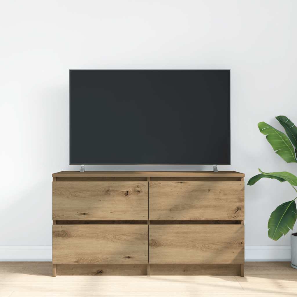 Tv-meubel 100x35x54 cm bewerkt hout artisanaal eikenkleurig