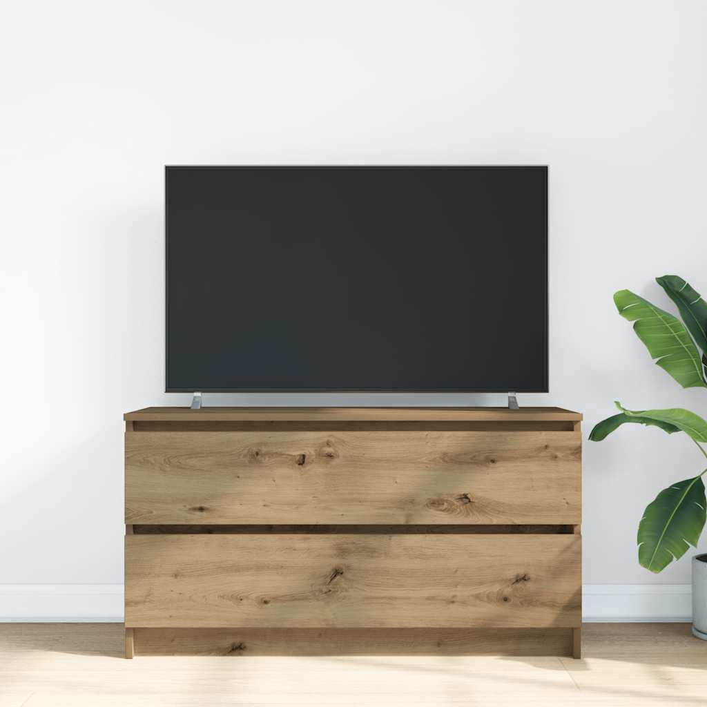 Tv-meubel 100x35x54 cm bewerkt hout artisanaal eikenkleurig