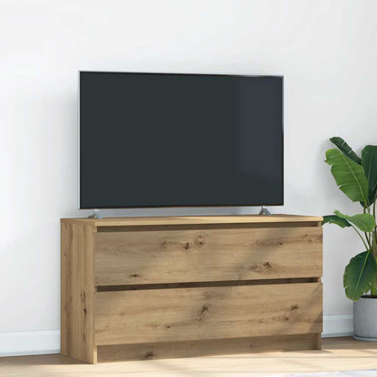 Tv-meubel 100x35x54 cm bewerkt hout artisanaal eikenkleurig