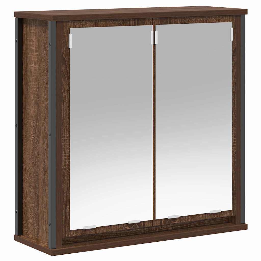 Badkamerwandkast met spiegel 60x21x60 cm bruin eiken