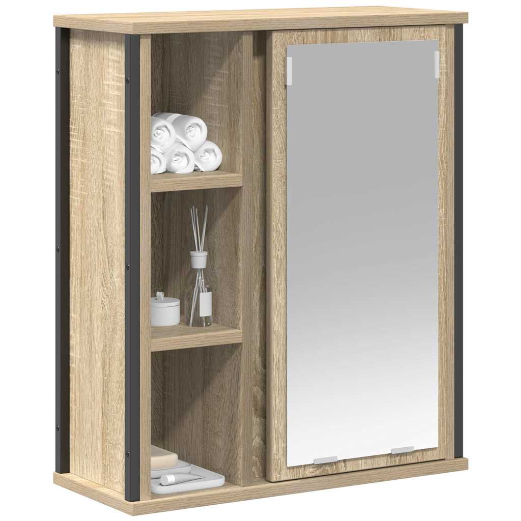 Badkamerwandkast met spiegel 50x21x60 cm sonoma eikenkleurig