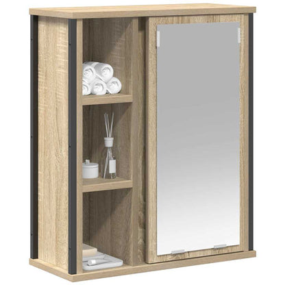 Badkamerwandkast met spiegel 50x21x60 cm sonoma eikenkleurig