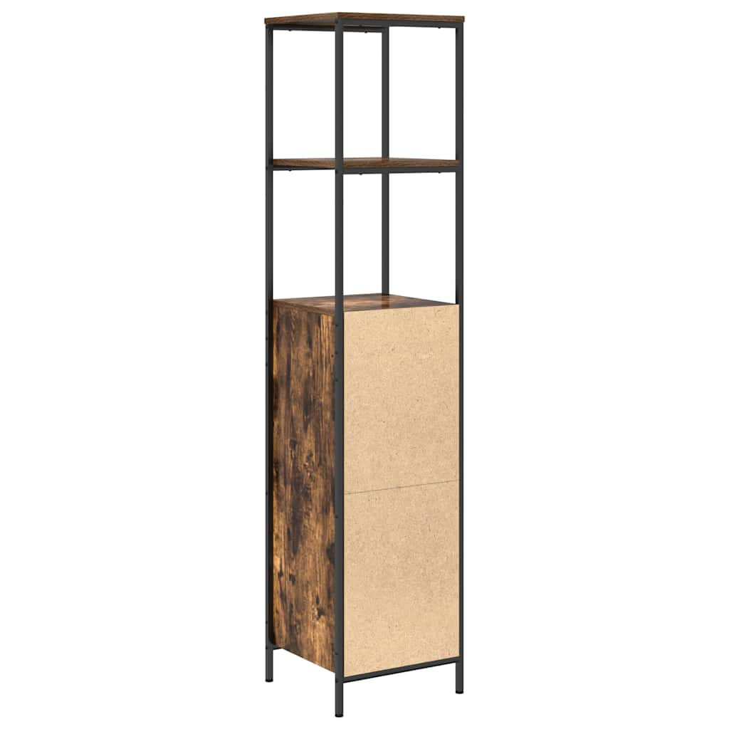 Badkamermeubel met planken 36x35x165 cm gerookt eiken