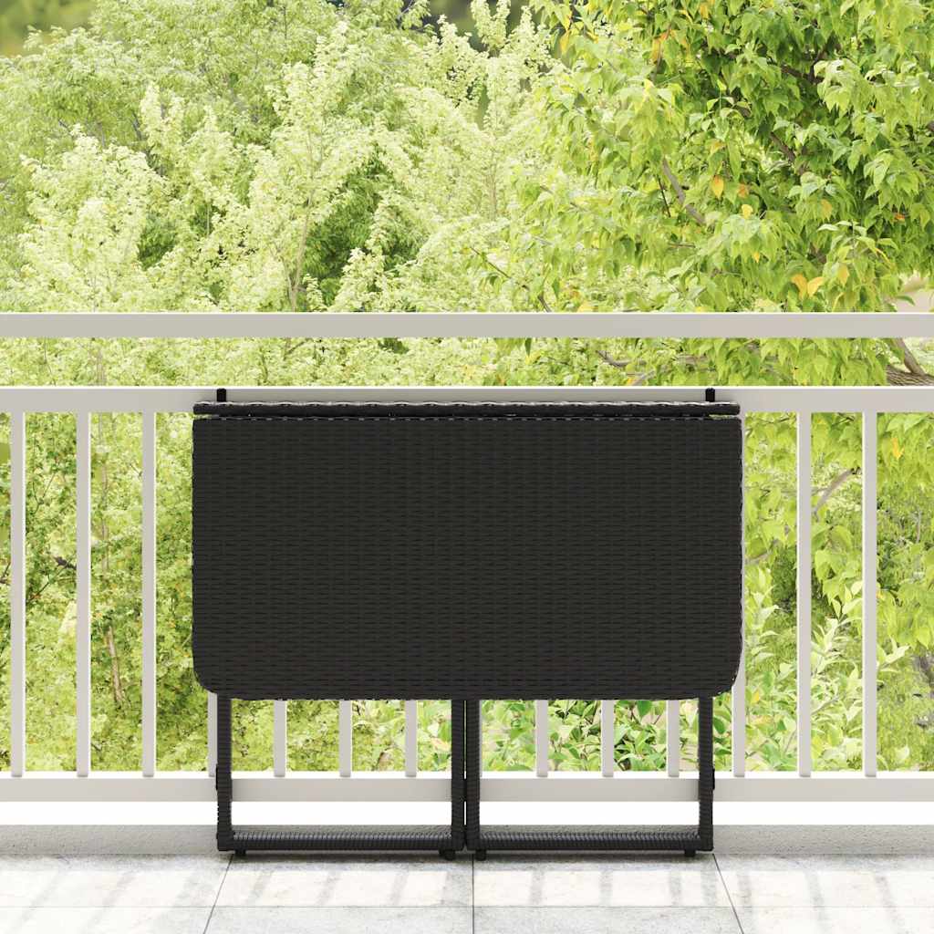 Tuintafel inklapbaar 90x51x75 cm poly rattan zwart