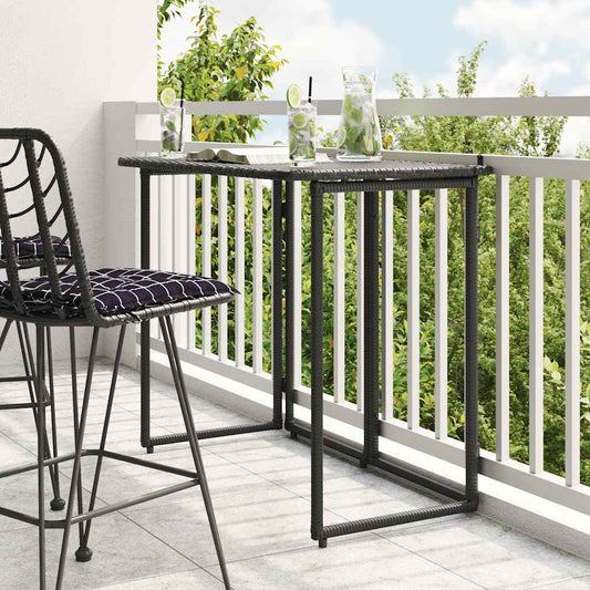 Tuintafel inklapbaar 90x51x75 cm poly rattan zwart