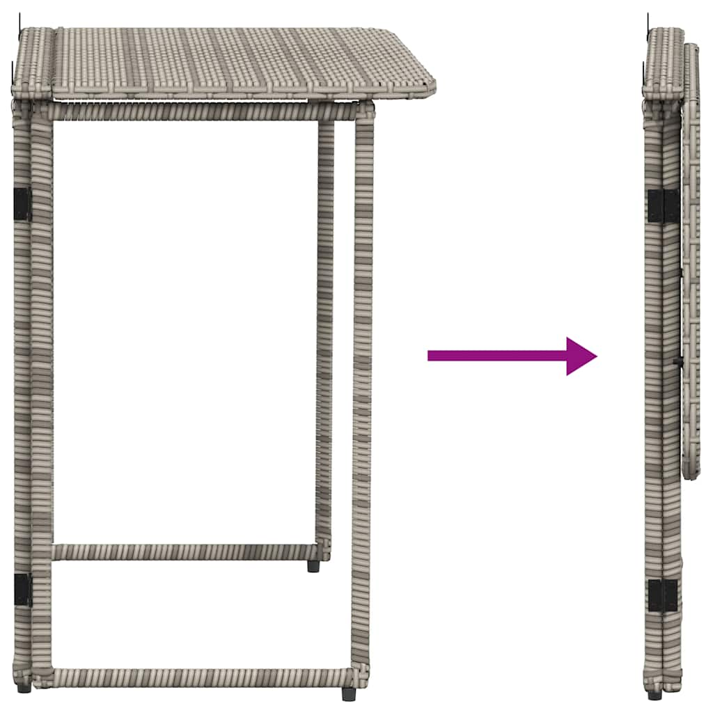 Tuintafel inklapbaar 90x51x75 cm poly rattan grijs