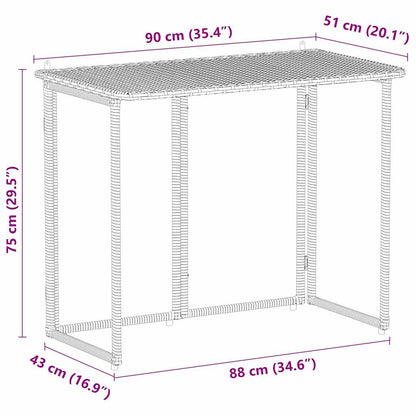 Tuintafel inklapbaar 90x51x75 cm poly rattan grijs