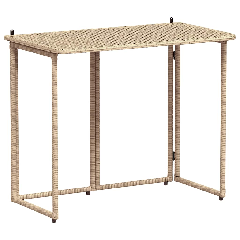 Tuintafel inklapbaar 90x51x75 cm poly rattan beige