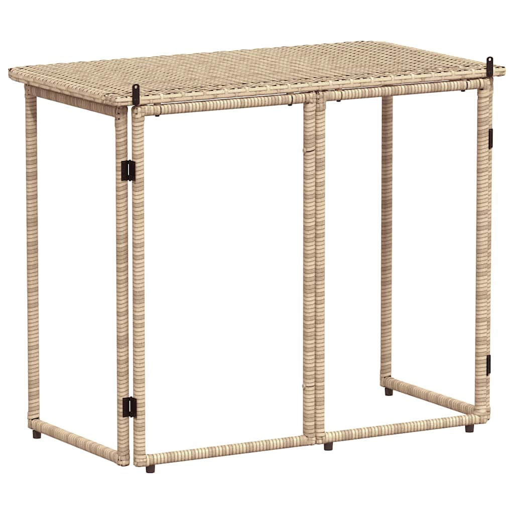 Tuintafel inklapbaar 90x51x75 cm poly rattan beige