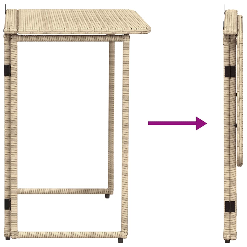 Tuintafel inklapbaar 90x51x75 cm poly rattan beige