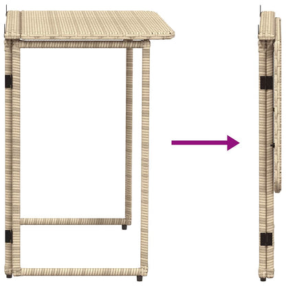 Tuintafel inklapbaar 90x51x75 cm poly rattan beige