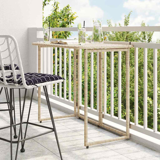 Tuintafel inklapbaar 90x51x75 cm poly rattan beige