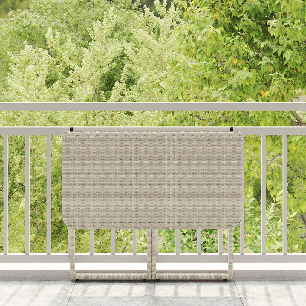 Tuintafel inklapbaar 90x51x75 cm poly rattan lichtgrijs