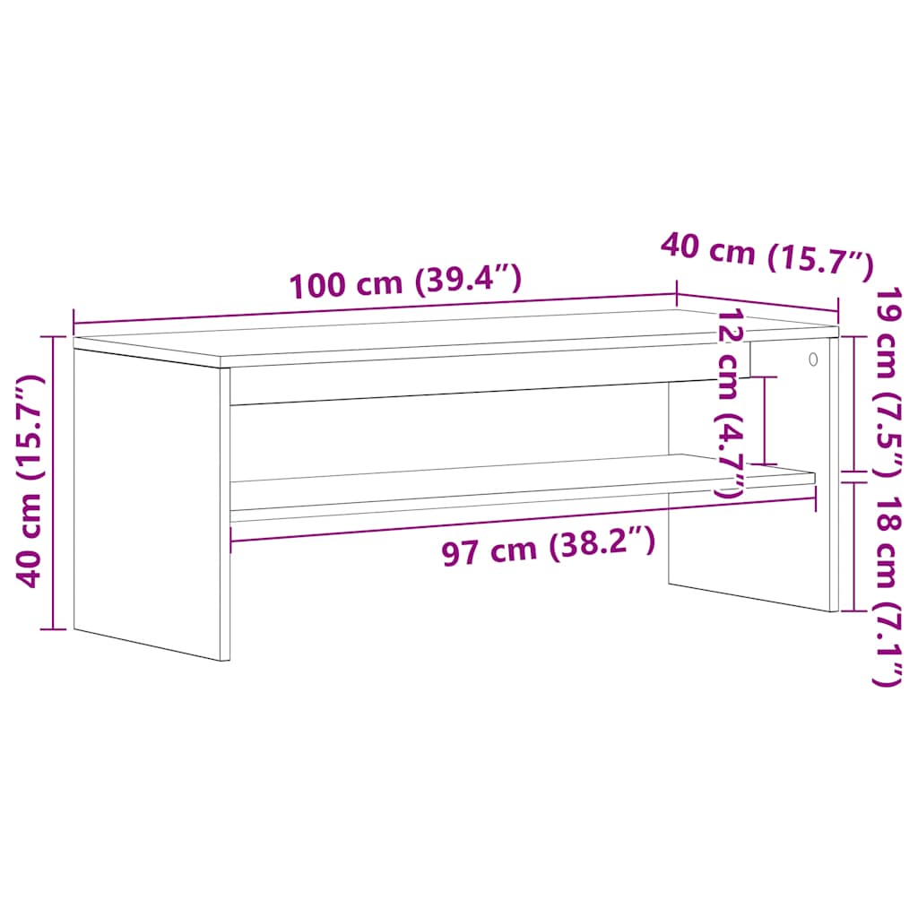 Tv-meubel 100x40x40 cm bewerkt hout wit