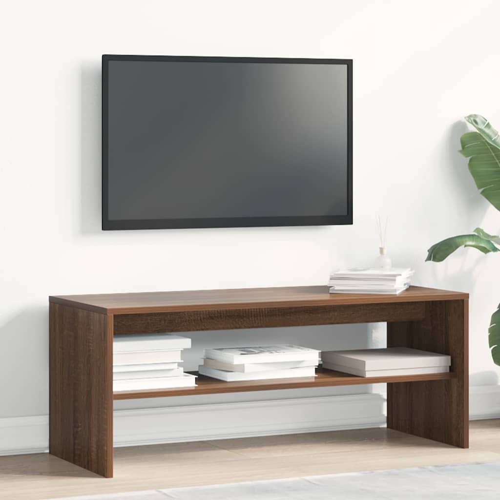 Tv-meubel 100x40x40 cm bewerkt hout bruin eikenkleur