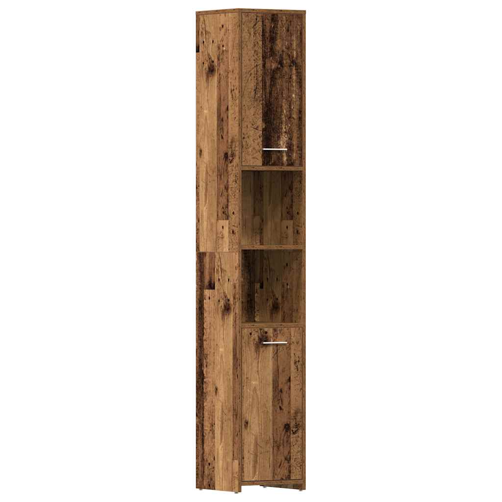 Badkamerkast 30x30x183,5 cm bewerkt hout oud houtkleurig