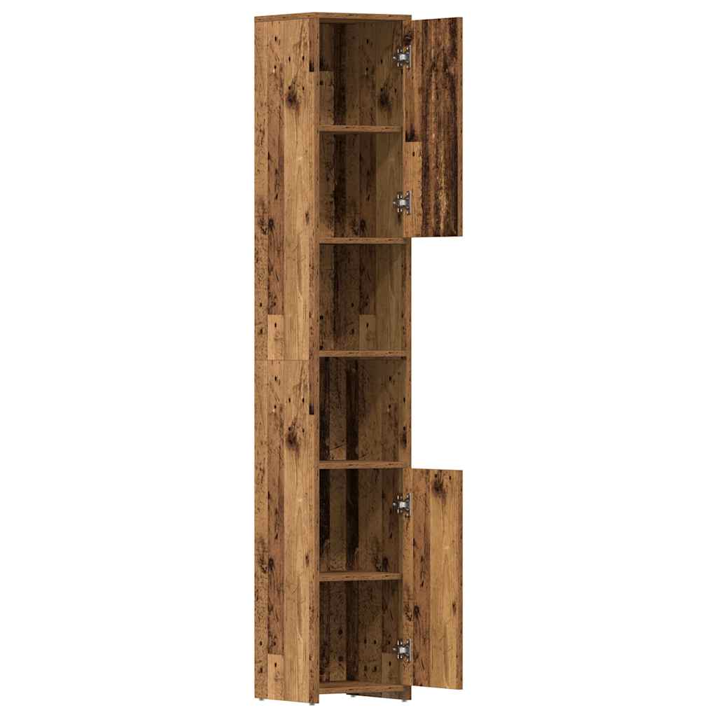 Badkamerkast 30x30x183,5 cm bewerkt hout oud houtkleurig