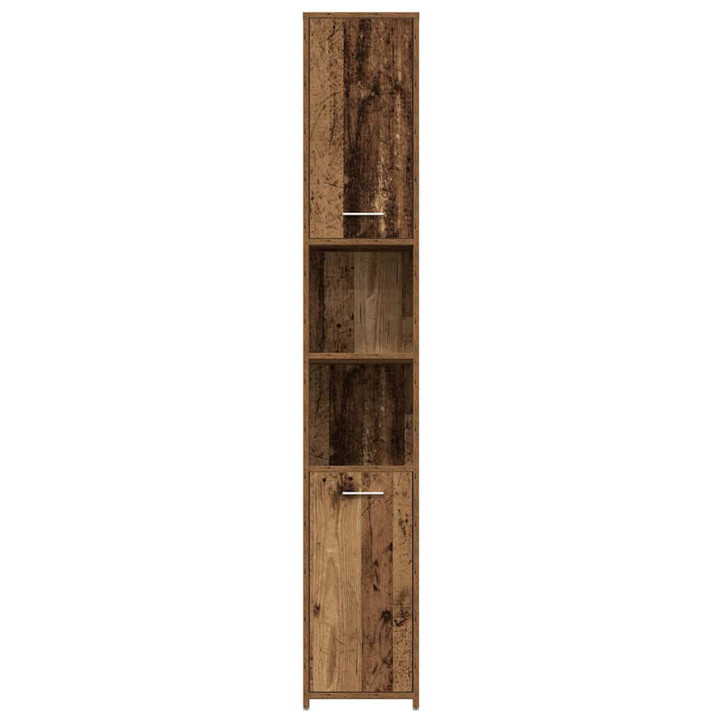 Badkamerkast 30x30x183,5 cm bewerkt hout oud houtkleurig