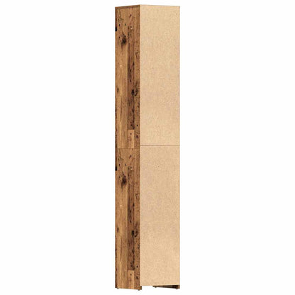 Badkamerkast 30x30x183,5 cm bewerkt hout oud houtkleurig