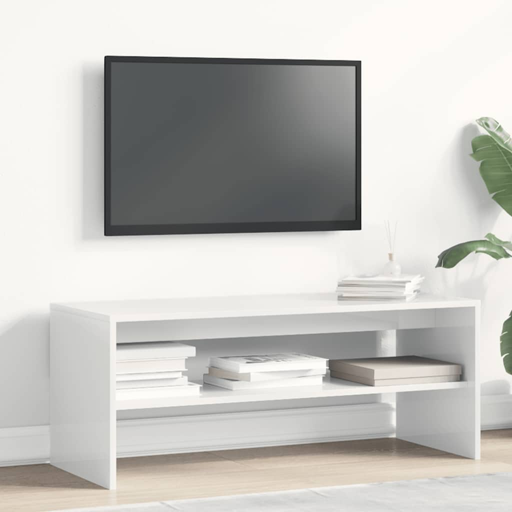 Tv-meubel 100x40x40 cm bewerkt hout hoogglans wit