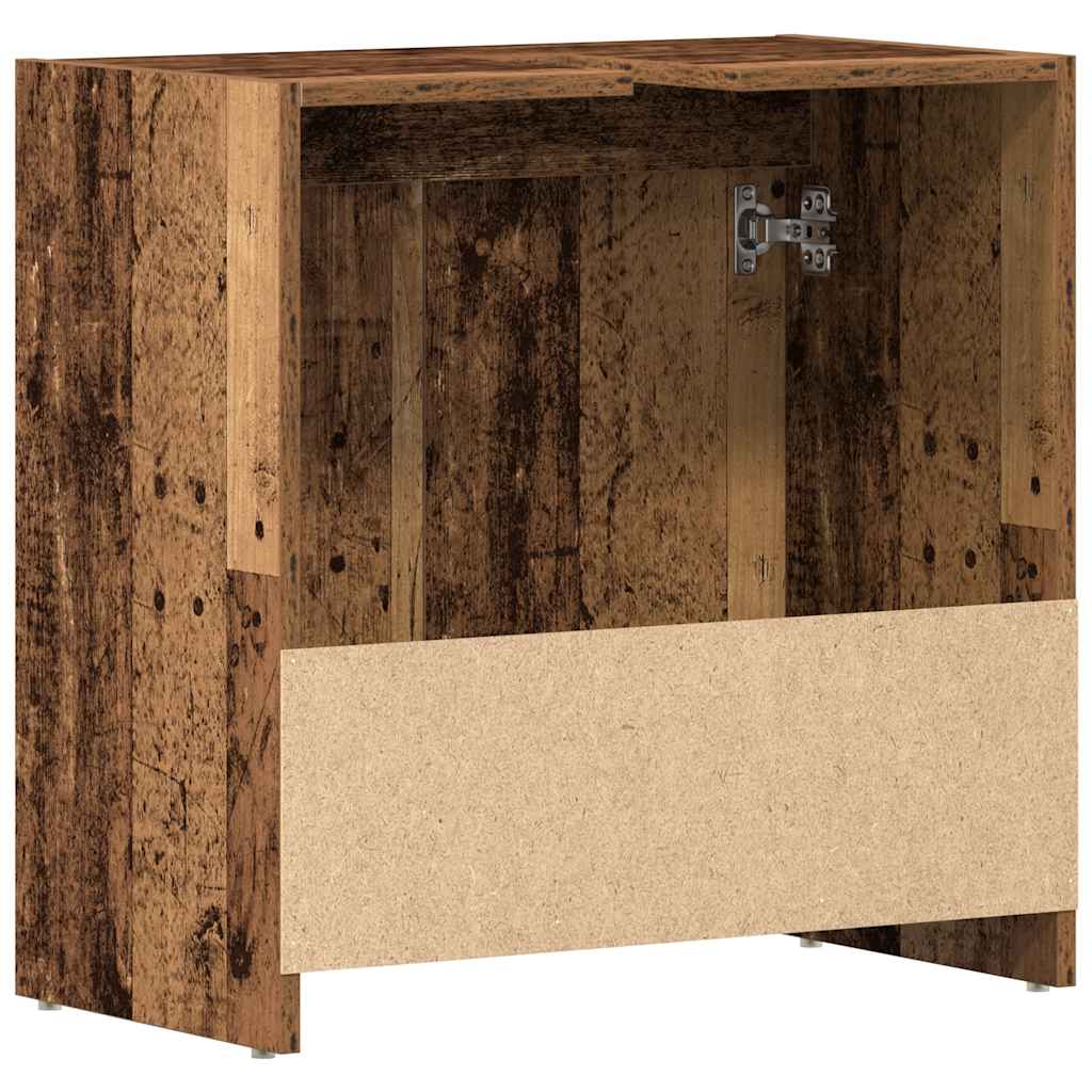 Wastafelkast 60x33x60 cm bewerkt hout oud houtkleurig