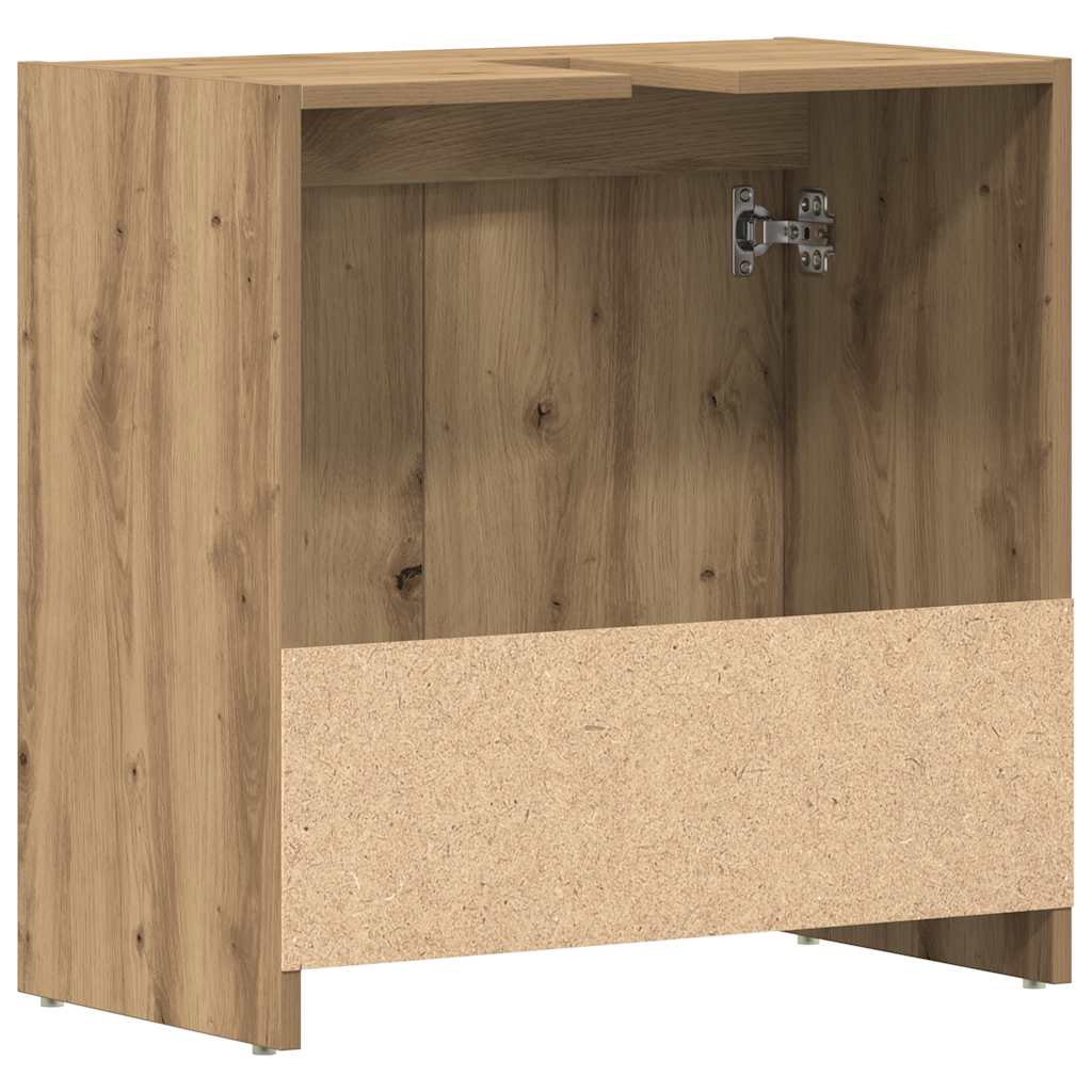 Wastafelkast 60x33x60 cm bewerkt hout artisanaal eikenkleurig