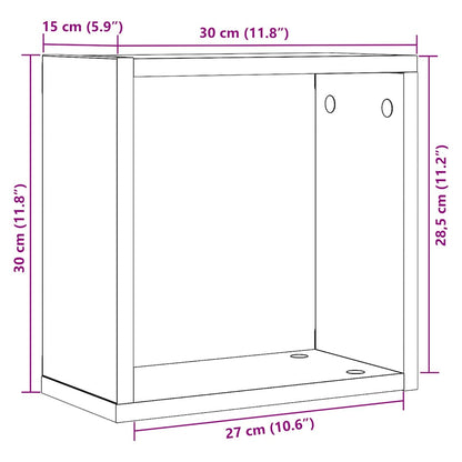 Wandschappen kubus 6 st 30x15x30 cm bewerkt hout zwart eiken