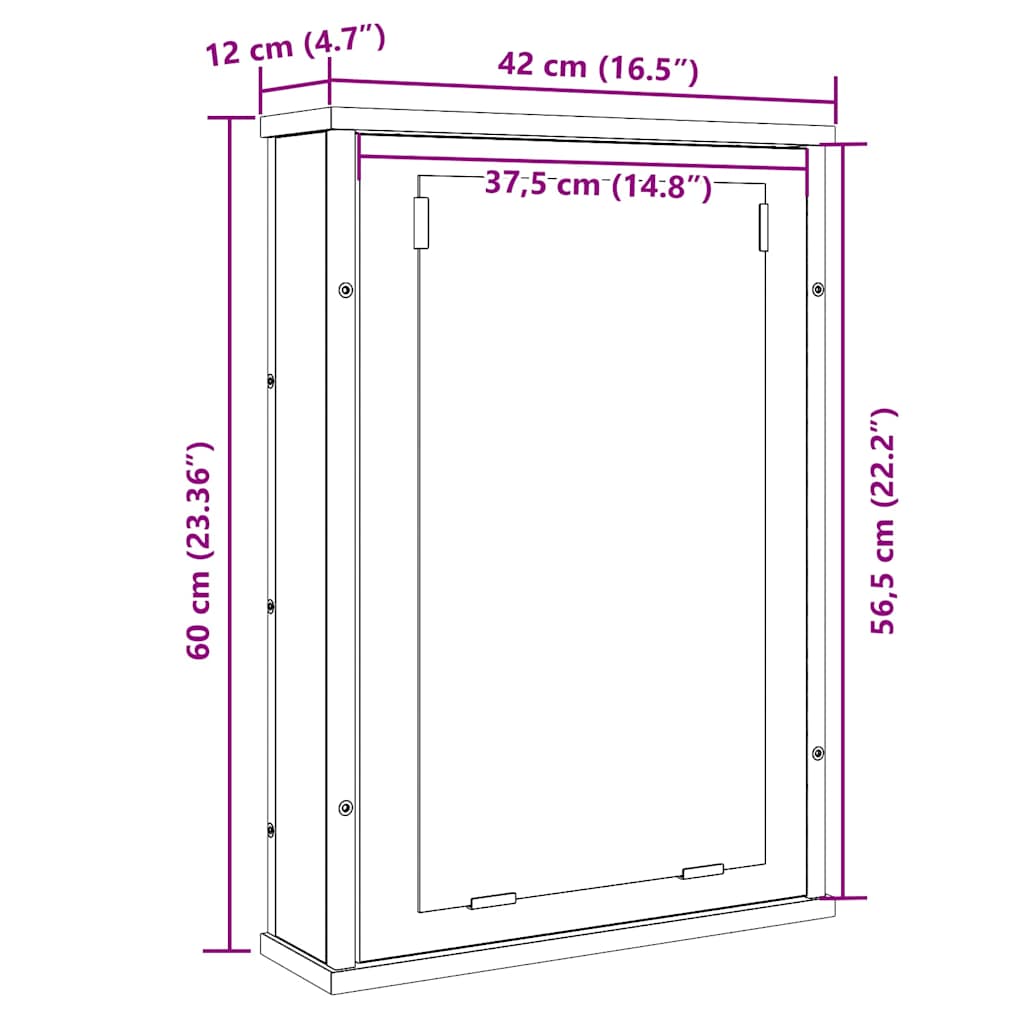 Badkamerspiegelkast 42x12x60 cm bewerkt hout oud hout