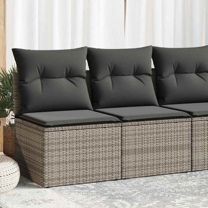 2-delige Loungeset met kussens poly rattan acacia grijs