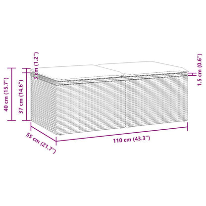 2-delige Loungeset met kussens poly rattan acacia zwart