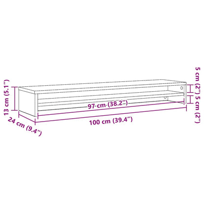 Monitorstandaard 100x24x13 cm spaanplaat zwart eikenkleurig