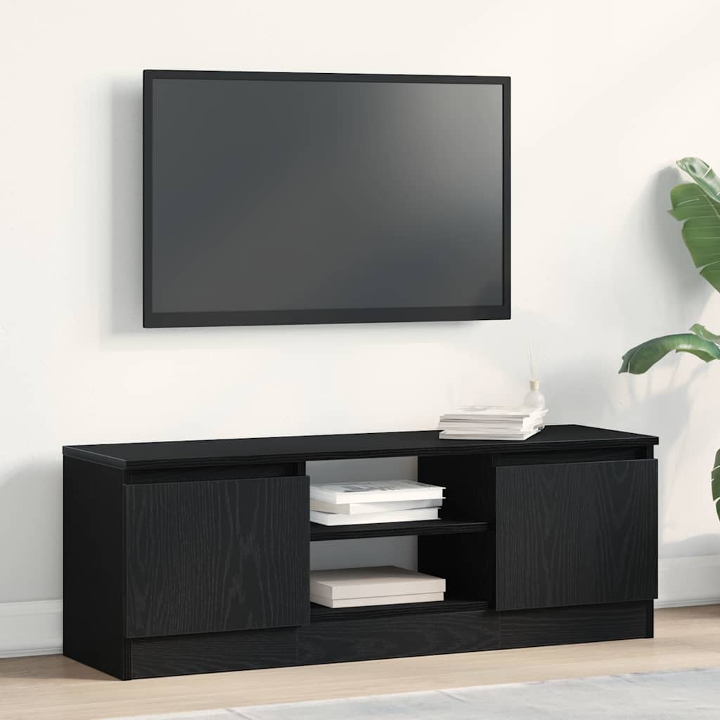 Tv-meubel 102x30x36 cm spaanplaat zwart eikenkleurig