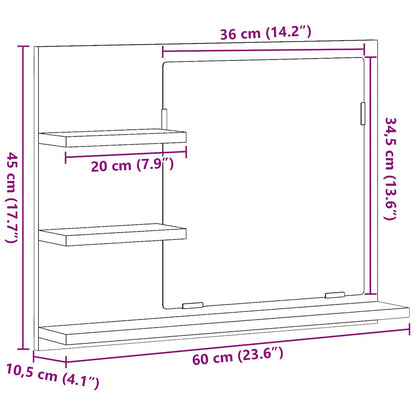 Badkamerspiegel 60x10,5x45 cm spaanplaat zwart eikenkleurig